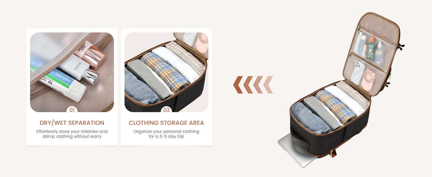 LOVEVOOK Рюкзак для ручної поклажі, 40L, жіночий, для ноутбука 17.3