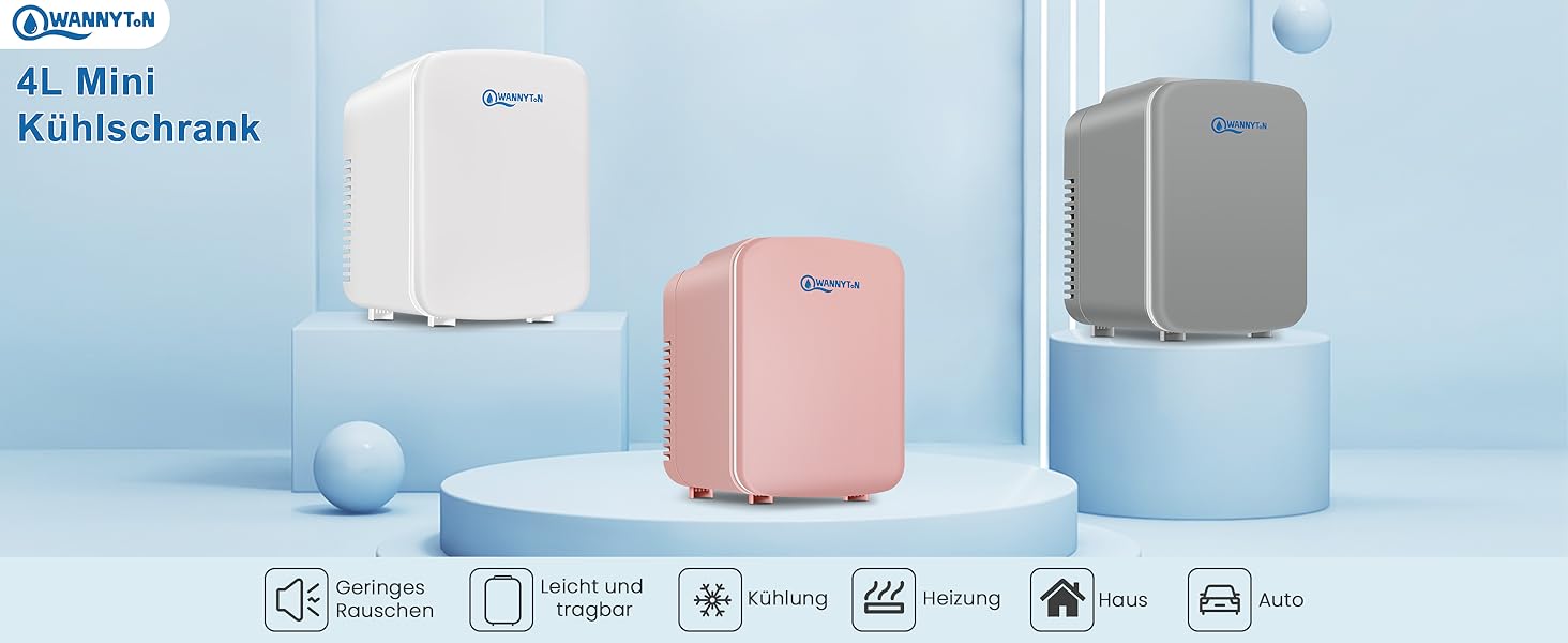 Mini холодильник Wannyton 4L з підігрівом та охолодженням, рожевий (220-240V/12V)