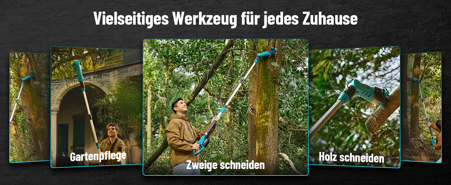 SEESII Безщіткова міні-пилка 6 дюймів, ручна акумуляторна пилка з 2 * 4000 mAh акумуляторами, одноручна пилка з автоматичним змащенням, сумісна з акумулятором Makita 18V, електрична пилка для дерева, гілок 6 дюймів Безщіткова (8&10 дюймовий високий захват)