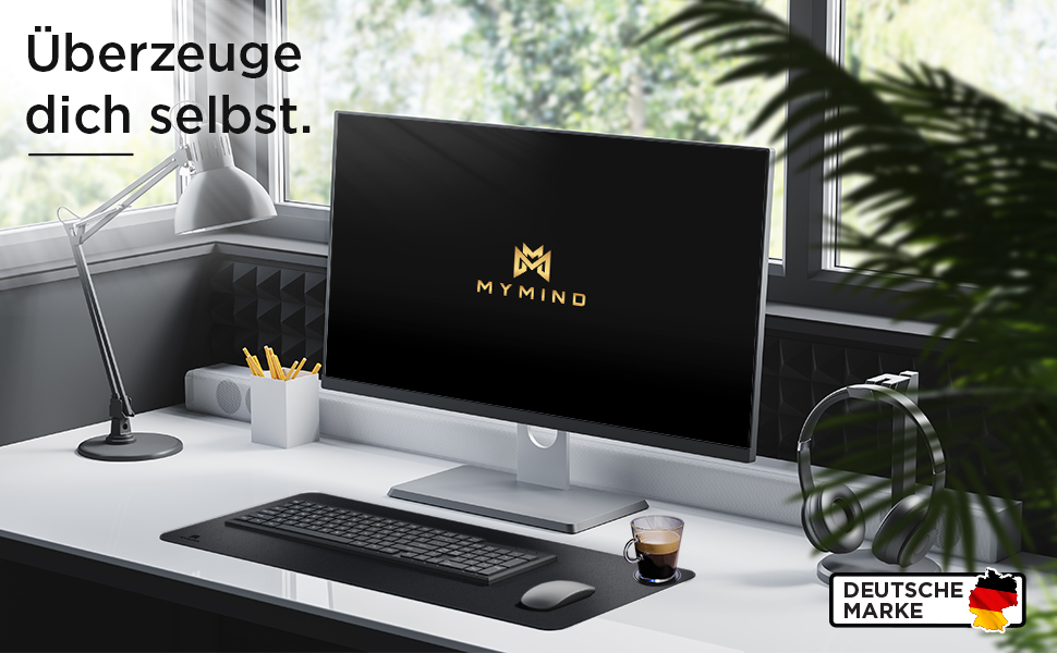 Підкладка для столу MYMIND® 80x40 см - XXL килимок для миші з преміум-шкіри PU - водонепроникна підкладка для дому/офісу - сірий колір