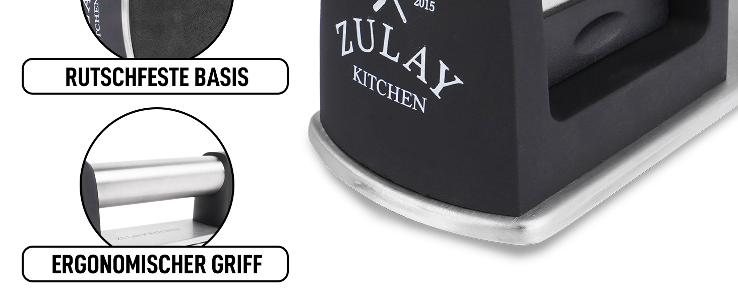 Точилка для ножів Zulay: для прямих та зубчастих лез, з кераміки та вольфраму. Ручна заточка ножів, для кухні та кишенькових ножів. 2-ступенева точилка для стільниці.