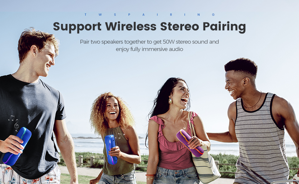 Bluetooth колонка AY портативна водонепроникна IPX7 з підсвіткою, мікрофоном, стереопаруванням та акумулятором 24 год (Синя)