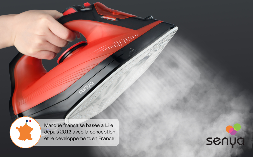 Бездротовий парогенератор SENYA Simple Move V2 - 2400 Вт, 35 г/хв, керамічна підошва, вертикальне прасування, червоний