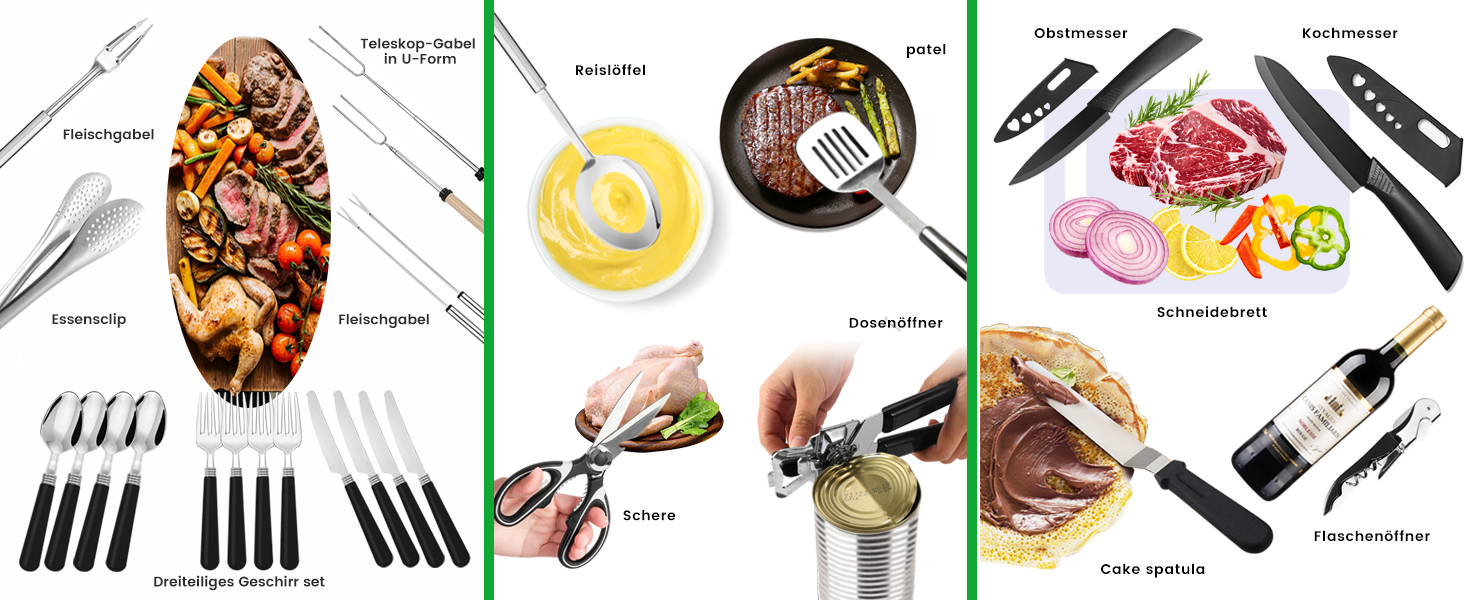 Набір кухонного посуду Berglander 27 предметів: для кемпінгу, пікніків та грилю