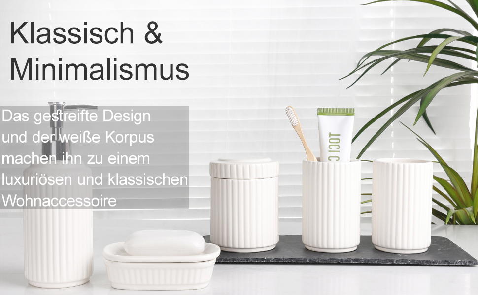 Набір для ванної кімнати NOVAJOY (5 предметів) – керамічний органайзер, мильниця, дозатор для мила, тримач для зубних щіток, контейнер для ватних паличок, бежевий