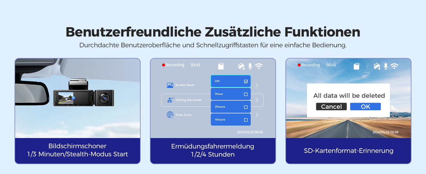 Відеореєстратор AZDOME M550 MAX 4K+ з двома камерами, WiFi, GPS, нічне бачення, паркувальний режим, 64GB SD, WDR, G-сенсор, 3.19”