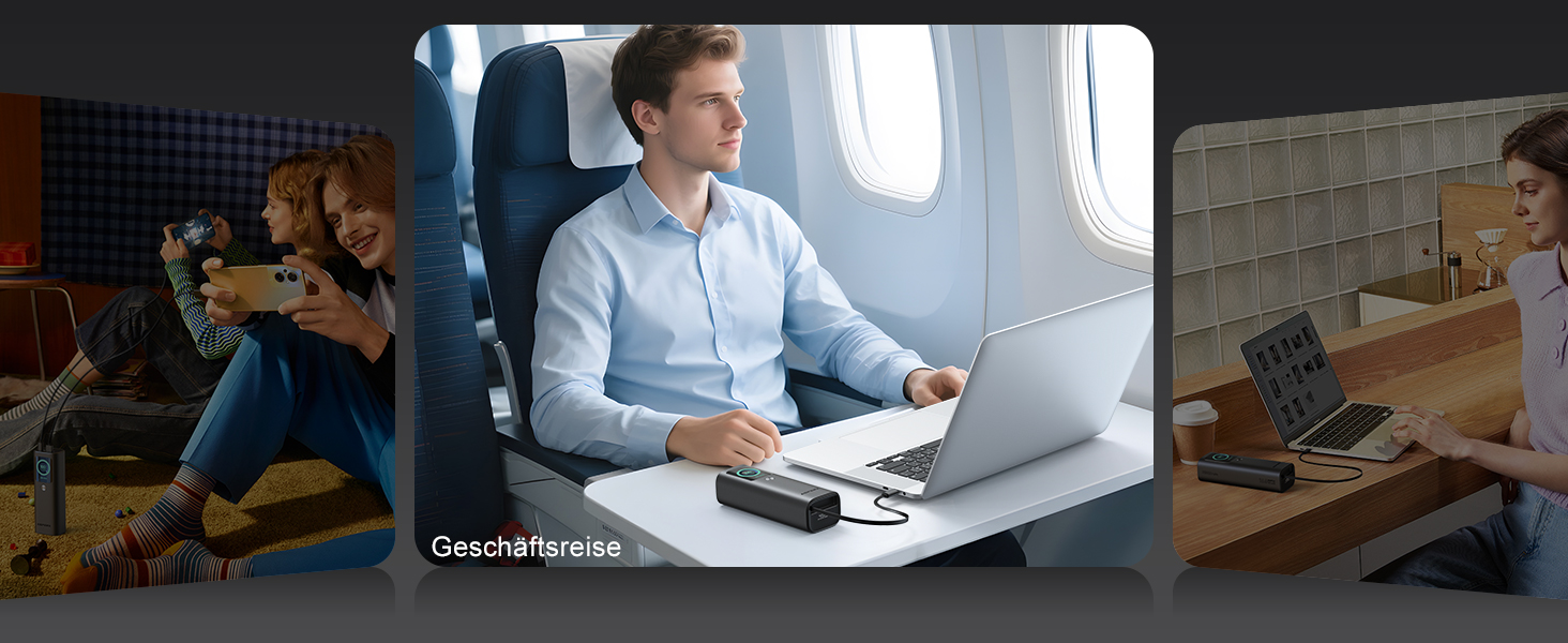 Power Bank AsperX 20000mAh 165W з USB-C кабелем, сумісний з MacBook, Dell, HP, Lenovo, iPad, iPhone, Galaxy