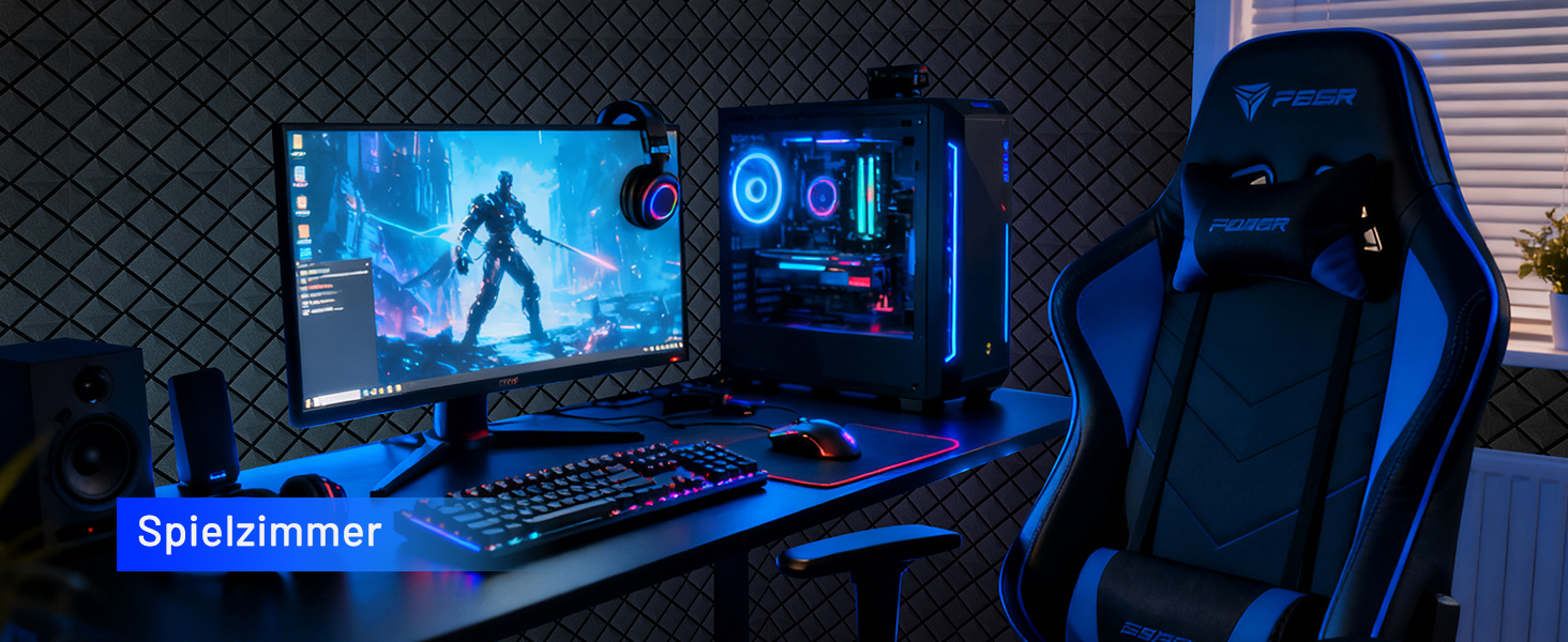 Акустичний поролон для звукоізоляції, шумопоглинаючі панелі 30x30x7.5 см, самоклеючі звукоізоляційні плити (24 шт) + 150 двосторонніх клейких подушок