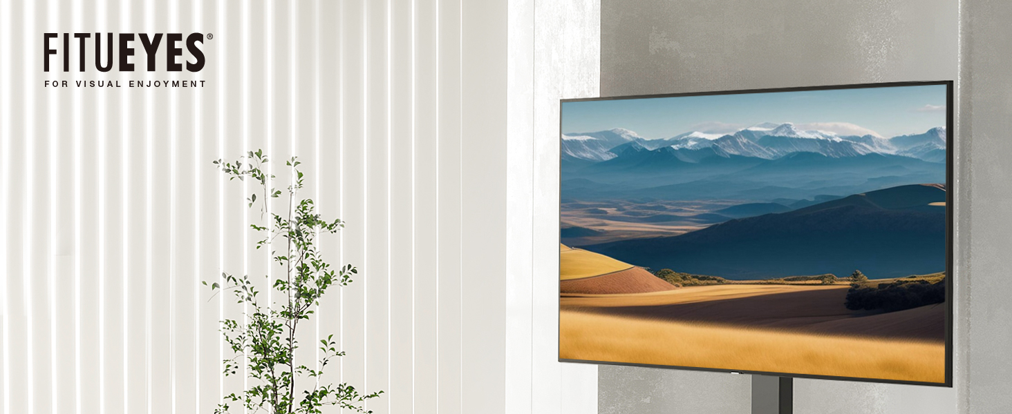 Підставка для телевізора FITUEYES на коліщатках, 32-75 дюймів, LED/LCD/Plasma, чорна, поворотна, нахильна