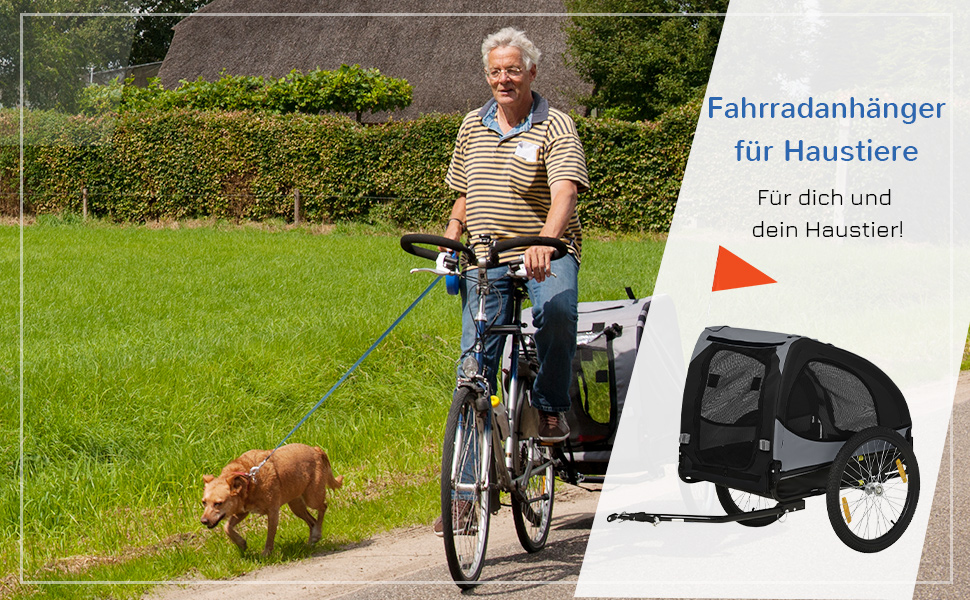 Причіп для собак PawHut, складаний велосипедний причіп для собак, чорний, 140 x 71 x 83 см