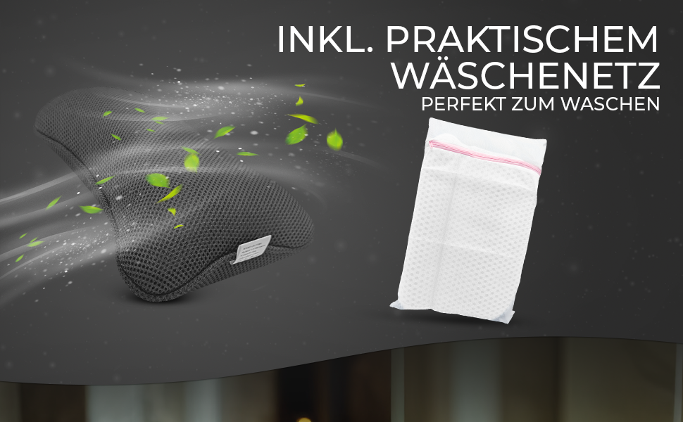 Подушка для ванни з сіткою для прання - Максимальний комфорт та релаксація з Air Mesh технологією. Подушка для ванни з 4 міцними присосками. Підтримка шиї/голови (Сірий)