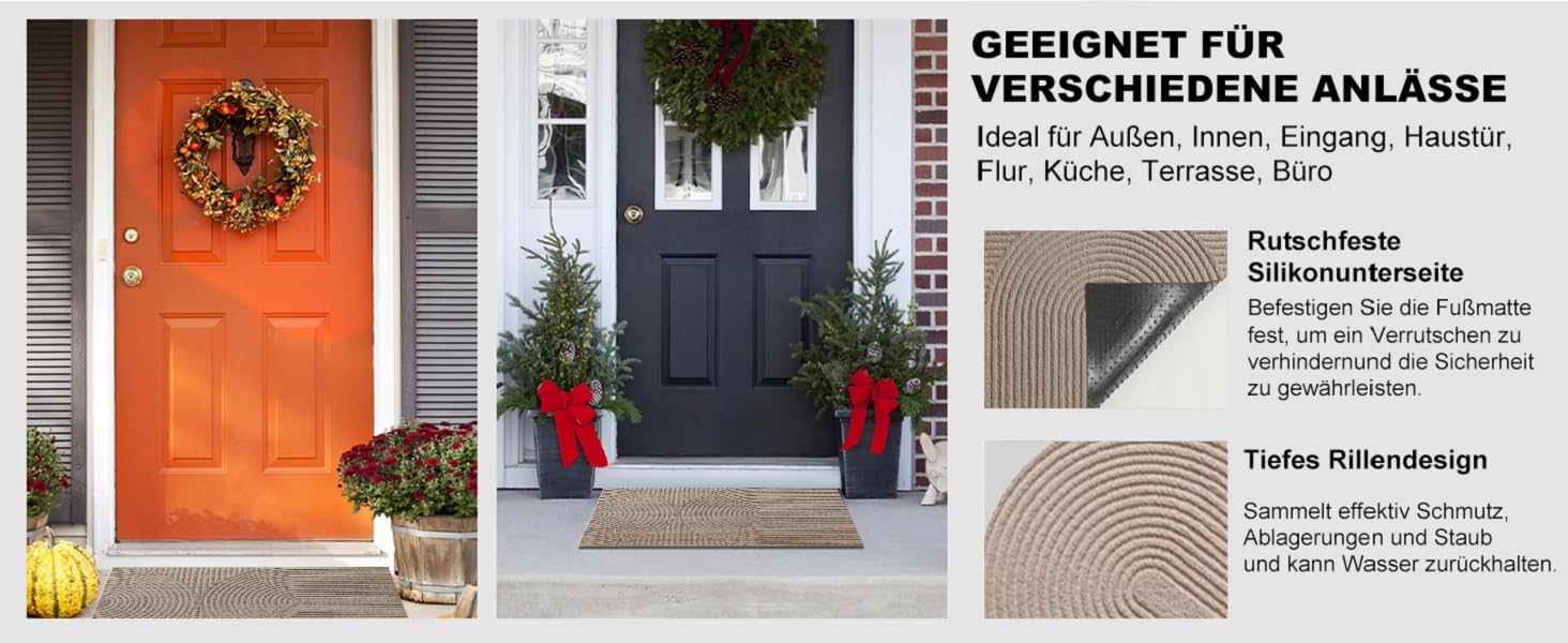 Килимок для дому та вулиці 43x76 см - антиковзкий, водонепроникний, легко миється. Килимок для входу, тераси, саду, коридору (темно-сірий)