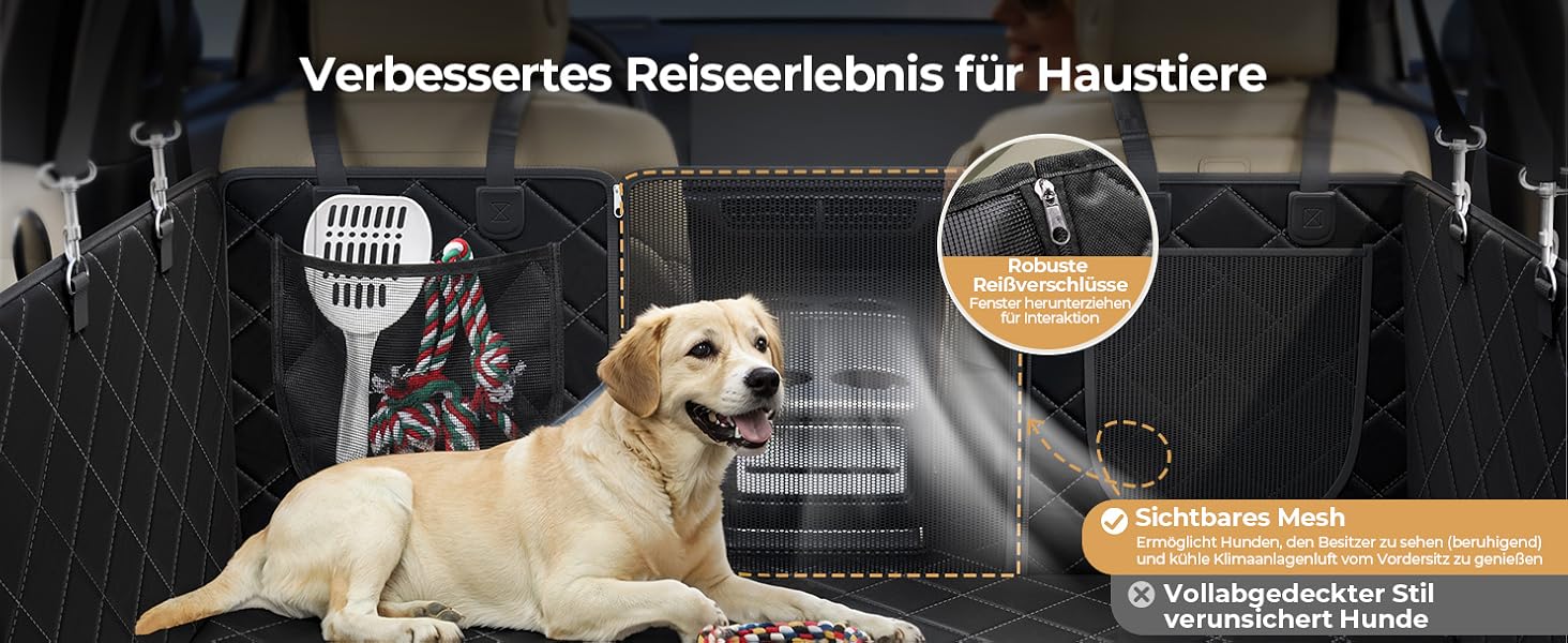 Килимок для собак у машину з жорсткою основою | Водонепроникний, антиковзний, захист від подряпин | 6-в-1, XXL, з ременями безпеки