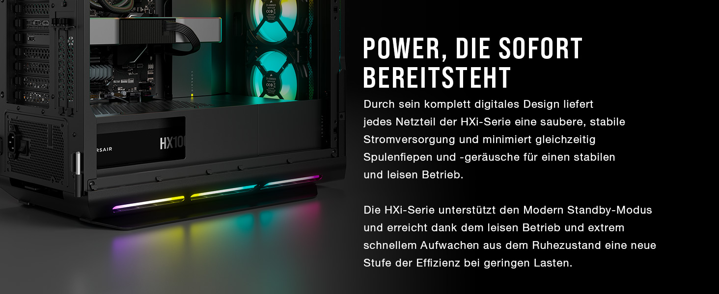 Блок живлення Corsair HX1000i 1000W ATX 3.1 PCIe 5.1, 80 Plus Platinum, повністю модульний, низький рівень шуму, iCUE, чорний