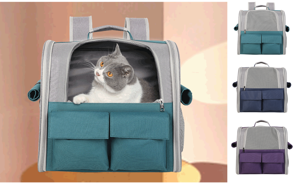 Транспортна сумка для домашніх тварин: котів та собак до 10 кг, рюкзак, дихаюча, складана, блакитна, для подорожей, схвалена авіакомпаніями