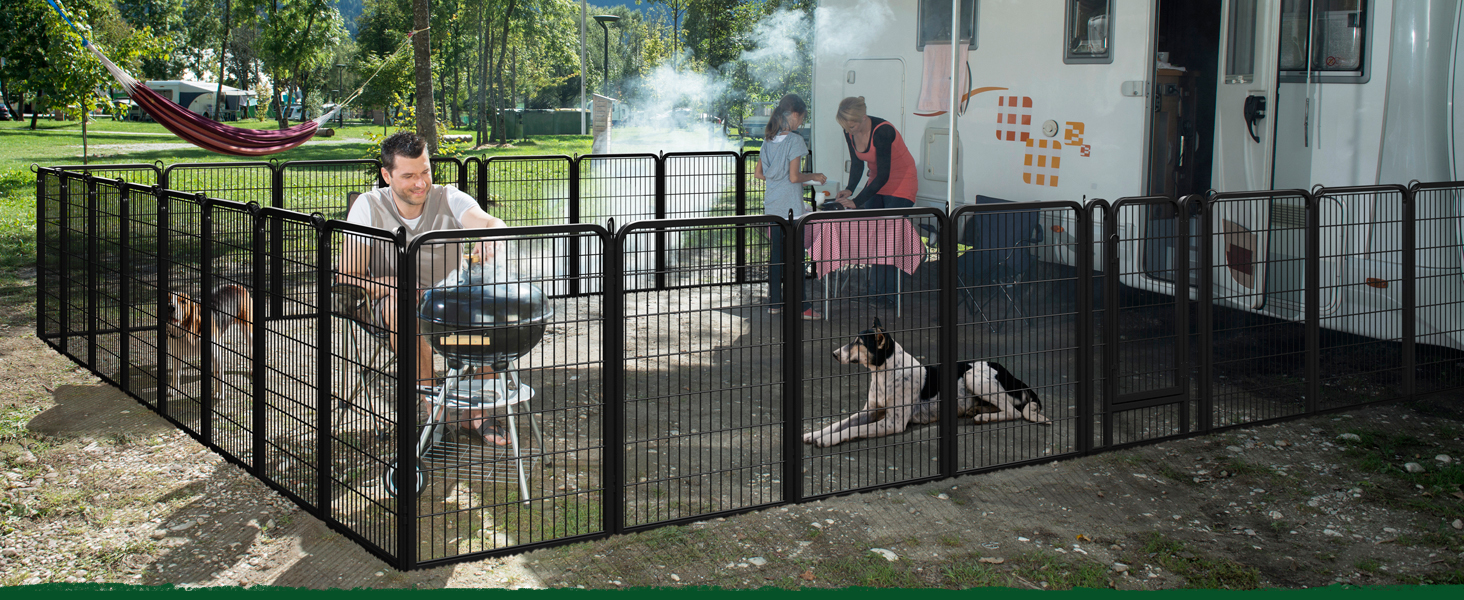 Yaheetech 100cm Foldable Dog Playpen - 6 Panel, Freestanding Kennel for Dogs - Indoor & Outdoor Use, Tool-Free Assembly