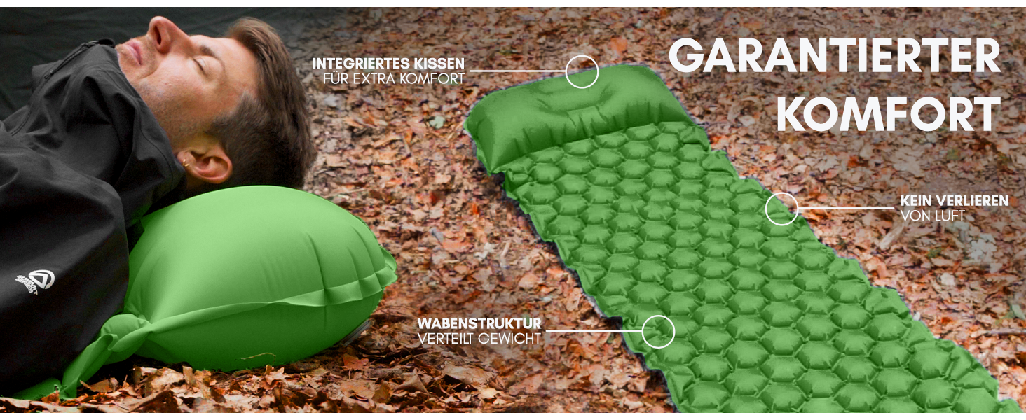 Килимок для кемпінгу NORDMUT® Isomatte Outdoor з ремкомплектом | Легкий килимок для туризму, пікніків та відпочинку на природі - компактний, зелений