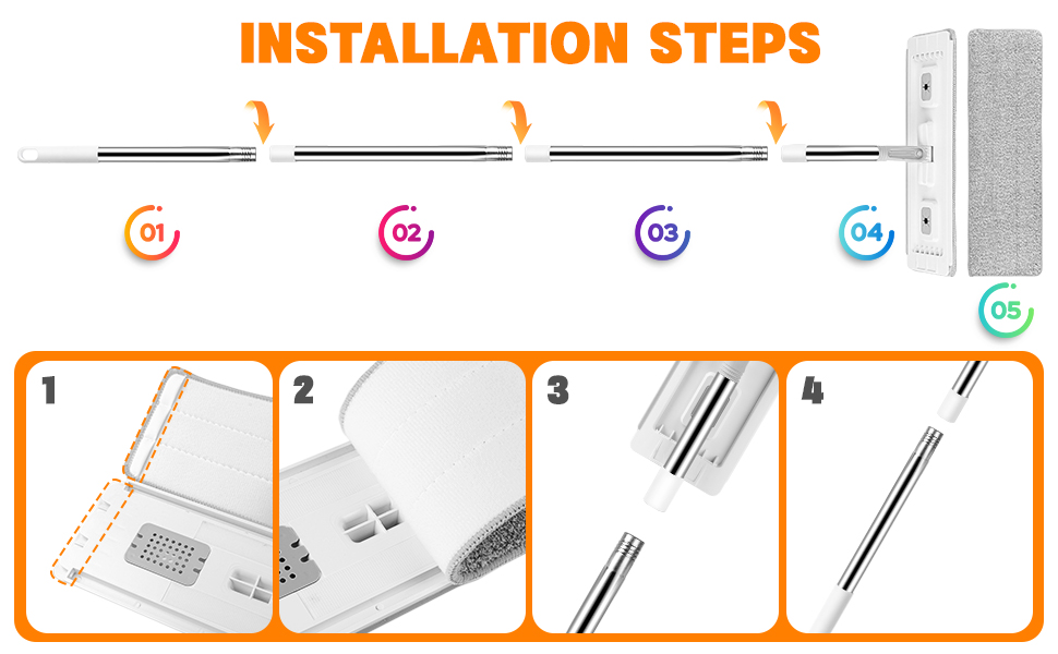Набір для миття підлоги з відром GIOVARA: моп з відром, система віджиму, мікрофібра, 6 насадок, для всіх типів підлоги, білий