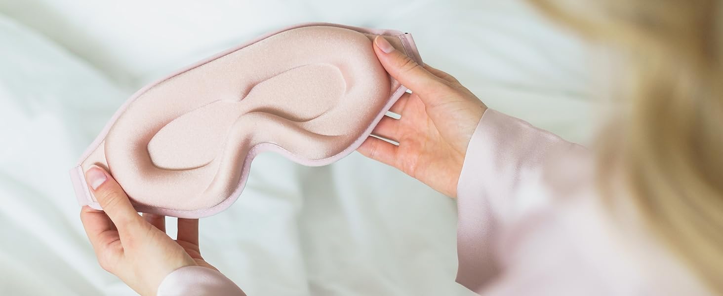 Маска для сну преміум-класу 3D - для жінок та чоловіків - комфортна, з м'якою підкладкою для повної темряви - рожева, Sleepy Purble