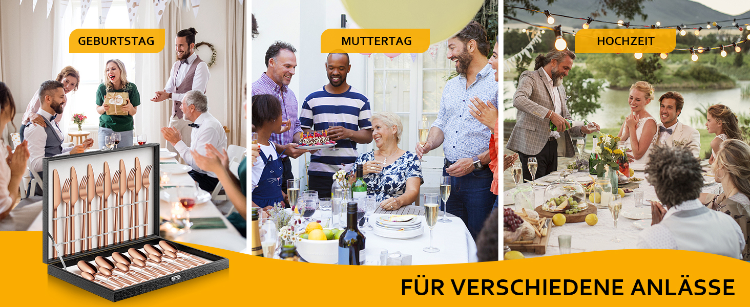 Набір столових приборів Velaze, 24 шт. (рожеве золото) для 6 осіб