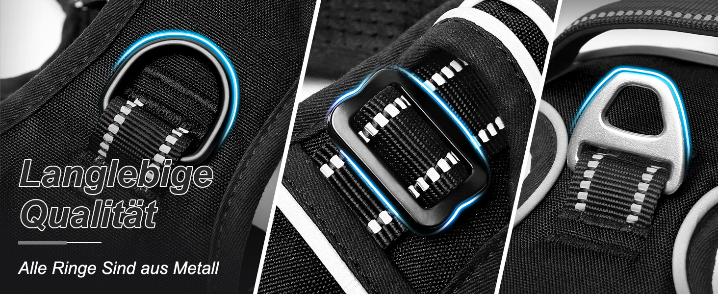 Шлейка для собак HEELE, No-Pull, для середніх собак, м'яка, дихаюча, регульована, світловідбиваюча, з м'яким ручним захопленням, чорна, розмір L