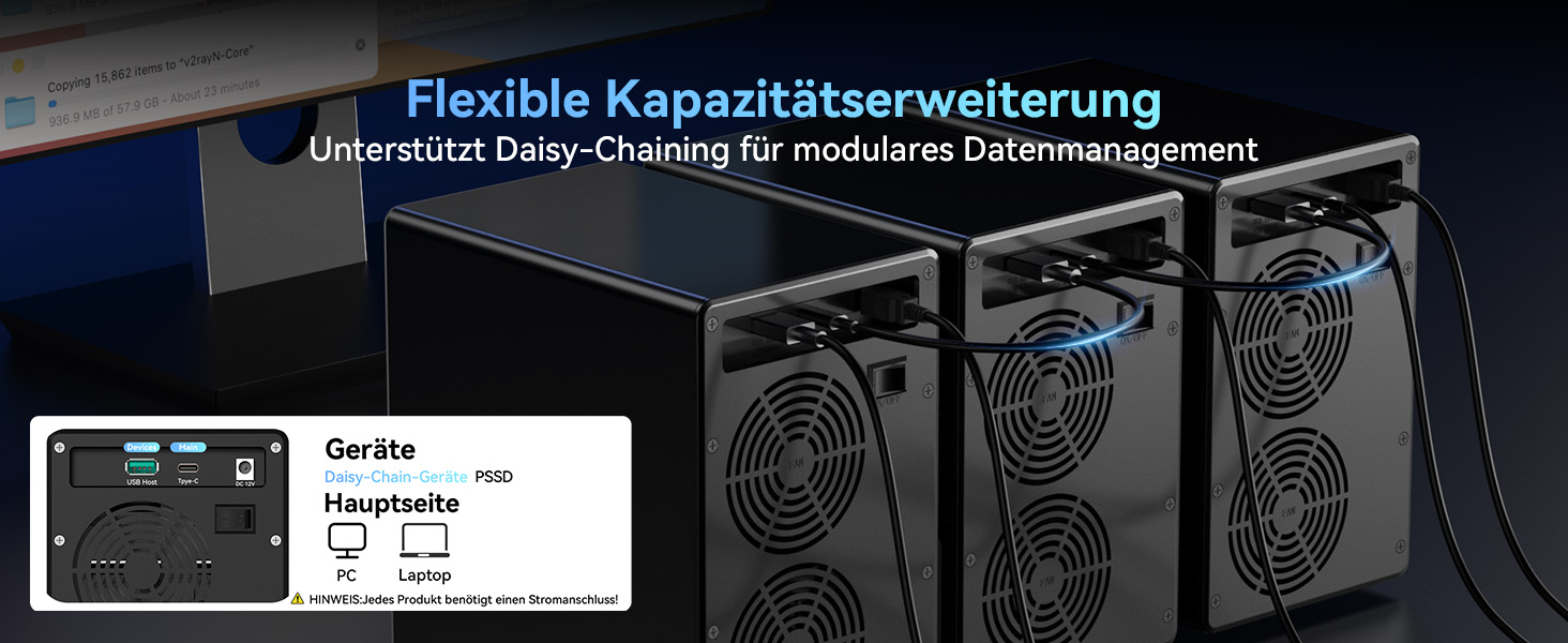 Зовнішній корпус для HDD/SSD CENMATE 806TC, 2 слоти 2.5/3.5 SATA, 10Gbps, алюміній, з охолодженням, USB 3.2 A/C, Hot Swap