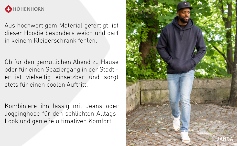 Худі Janga від Höhenhorn для чоловіків, чорний, XXL, з високоякісної бавовни
