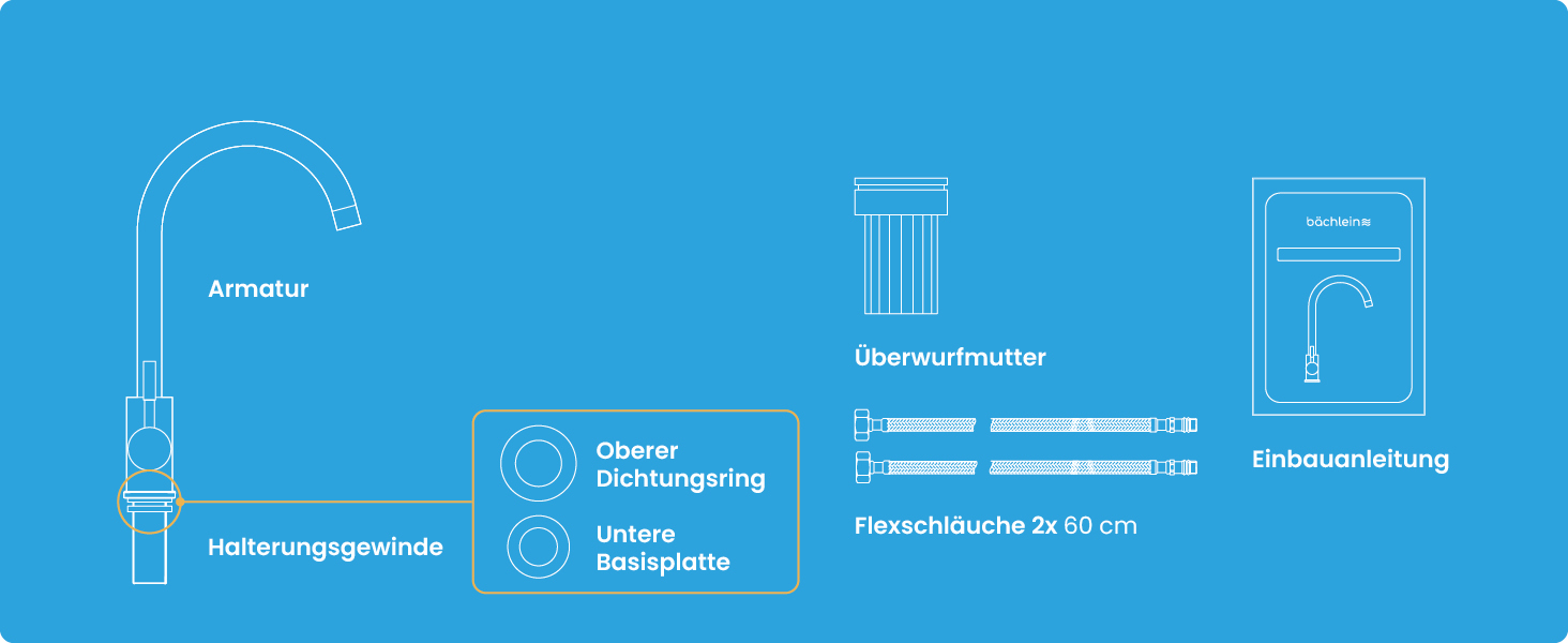 Кухонний змішувач Bächlein Plivo з нержавіючої сталі (щіткова обробка) – одноручний з 360° поворотним виливом, масивний кухонний кран (круглий, хром)