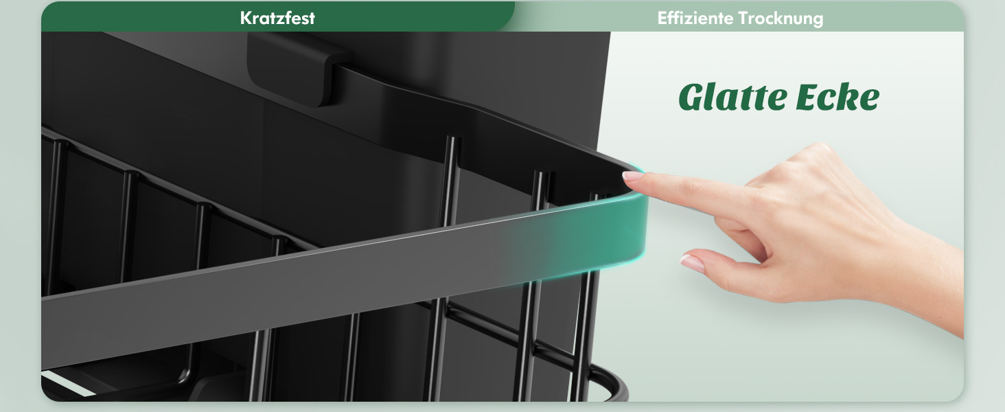 Сушарка для посуду MAJALiS з піддоном та килимком, 2-рівнева, з тримачем для столових приборів, поворотним виливом, чорна