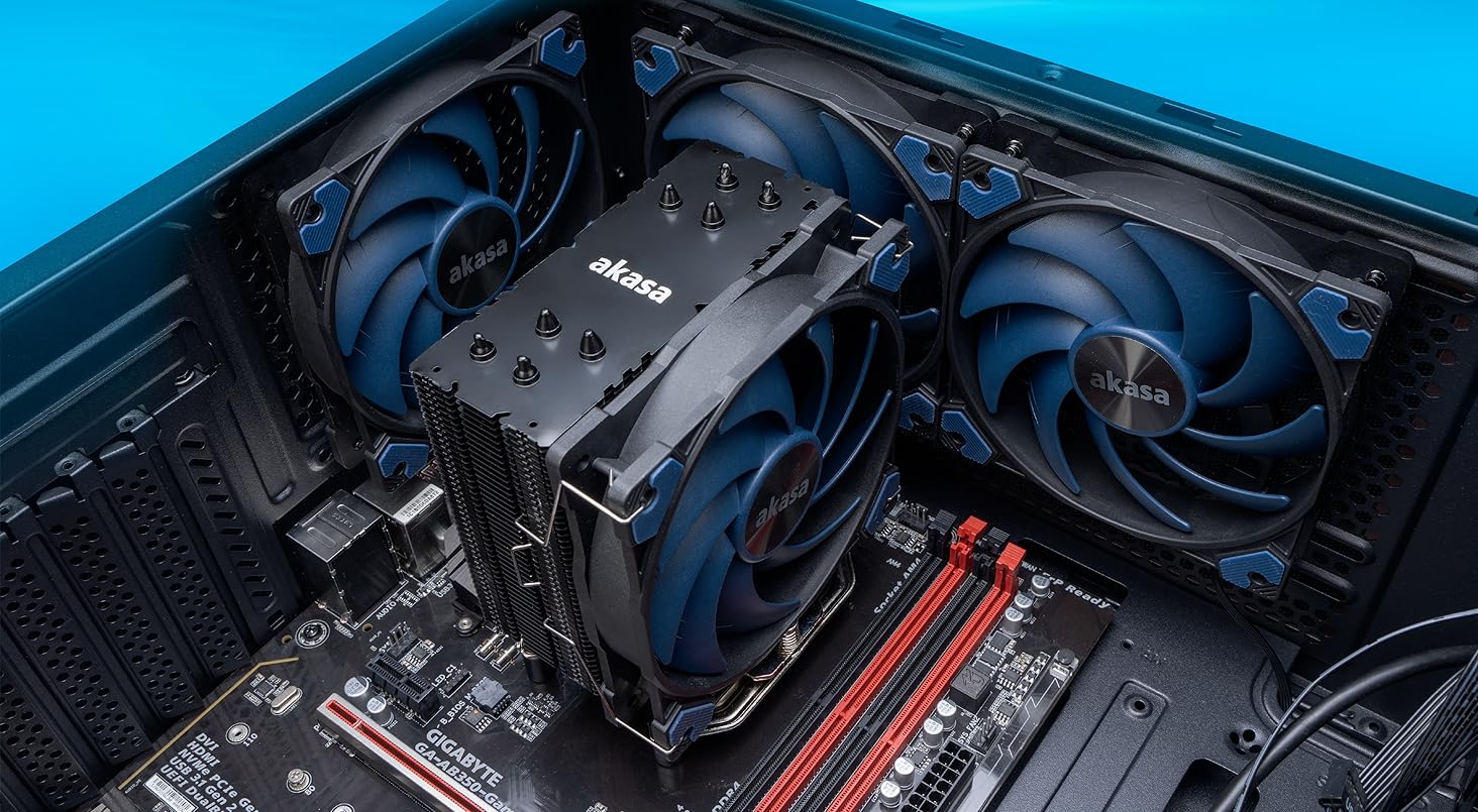 Система охолодження CPU Akasa Alucia H4 з вентилятором 120мм PWM, 4 теплові трубки, 185W TDP, для Intel LGA 2066, 2011, 1151, 1155, 1150, 1200, AMD AM4 AM5 Ryzen