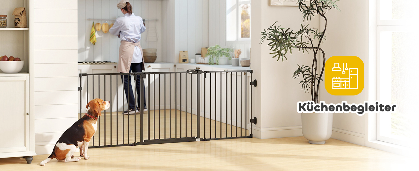 Захисне ґратка для собак PawHut - відбійник для дому, 3 панелі, чорний (202.5 x 76 см)