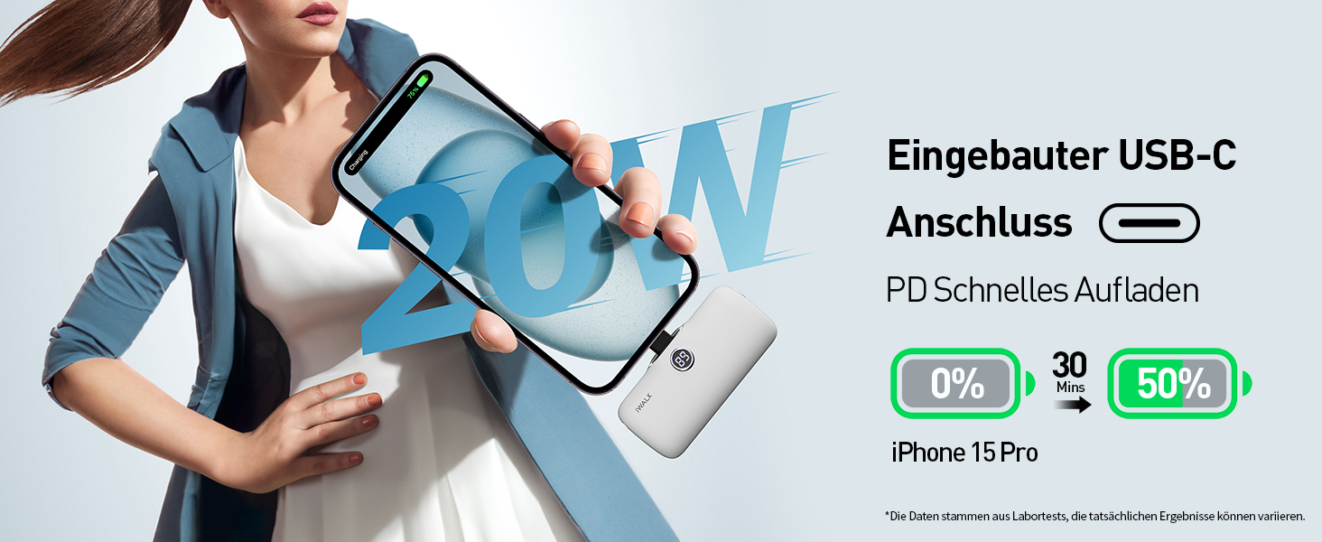 Powerbank iWALK 4800mAh 20W з LCD-дисплеєм: портативний зарядний пристрій для iPhone, Samsung, Xiaomi. Рожевий колір