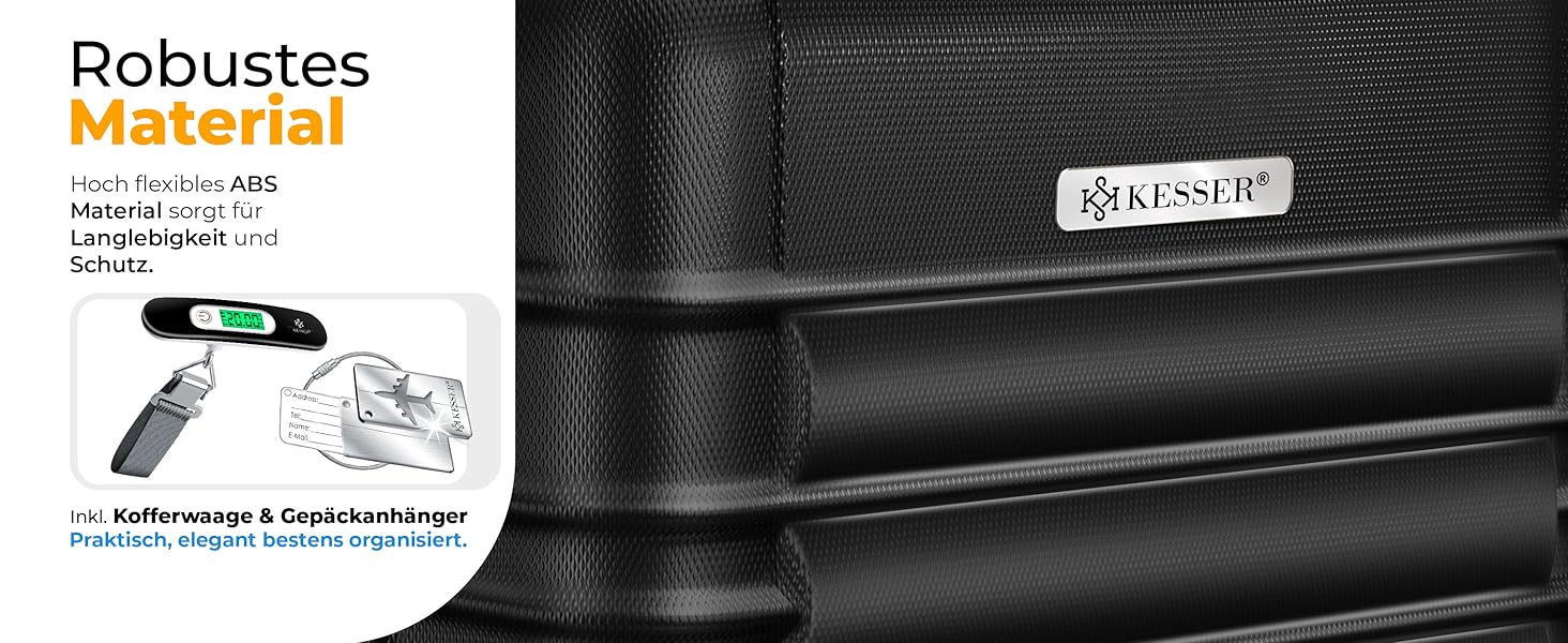 Чемодан KESSER® середній, жорсткий корпус, вага + бірка для багажу | Валіза-роликовий чемодан з кодовим замком, 4 колеса, ABS, телескопічна ручка (66x45x28см / 84 літри, шампань) 66см - 84Л шампань