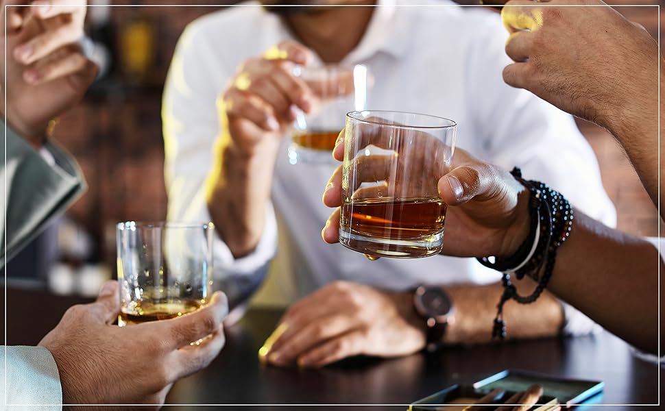 Склянки CRYSTALIA Premium Whiskey, набір 6 шт, 305 мл, без свинцю. Склянки для віскі, коктейлів, бурбону, скотчу, коньяку, ірландського віскі. Набір склянок для бару.