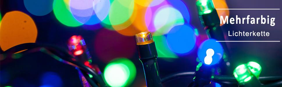 LED гірлянда WISD 23м, 200 LED, багато кольорів - димувана різдвяна ілюмінація на темно-зеленому кабелі з 12 режимами, таймером та EU штекером - для прикраси ялинки, балкона, кімнати, саду. 200 LED