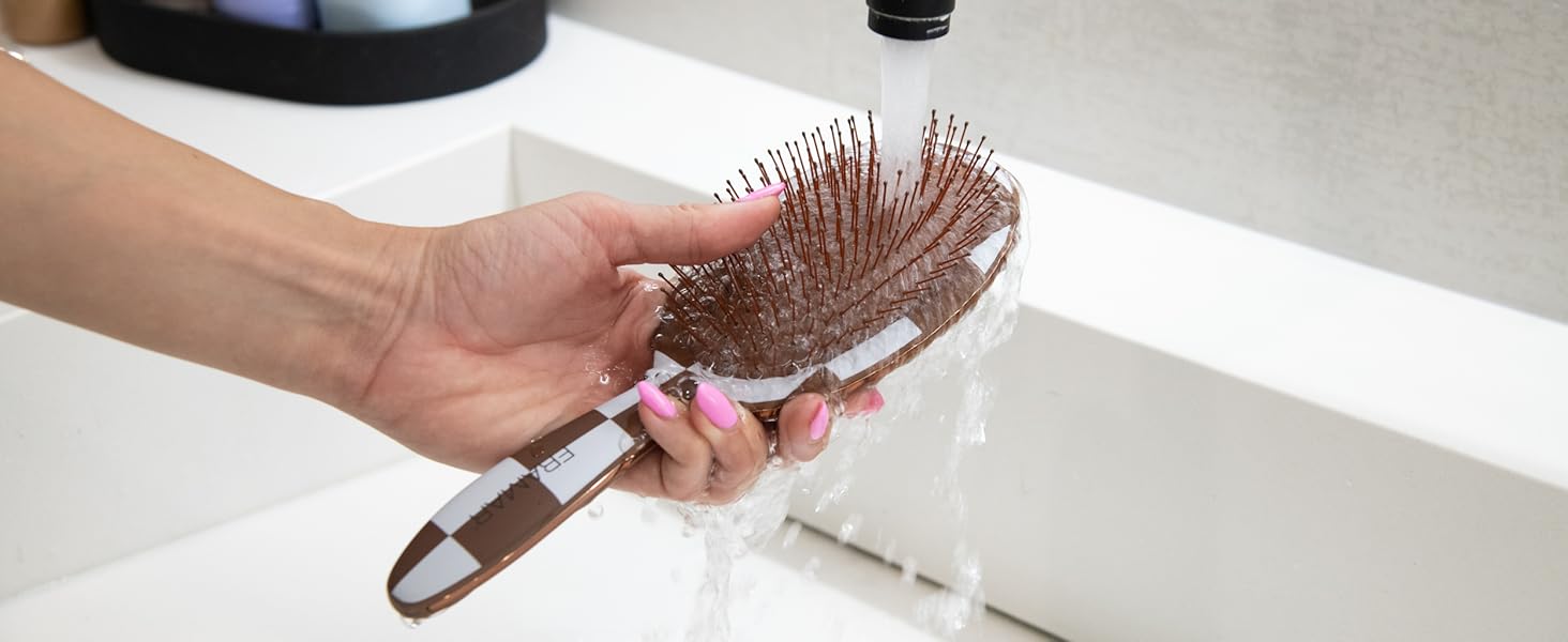 FRAMAR Щітка для волосся без розпушування - для довгого волосся, для жінок, для мокрого волосся, для розплутування, для кучерявого волосся, антистатична, шоколадного кольору