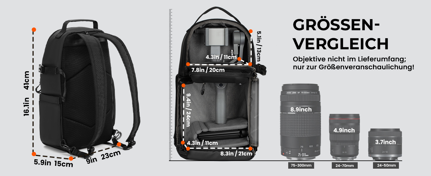 Чохол для камери Tarion: водонепроникна сумка-слінг для фотоапарата DSLR/SLR з дощеміцким чохлом, чорна