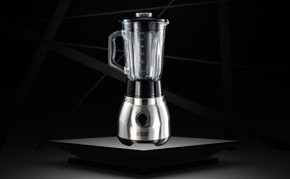 Стаціонарний блендер Russell Hobbs 2-в-1: 1,5 л скляна чаша + 0,6 л пляшка для смузі, нержавіюча сталь, подрібнення льоду, BPA Free, для коктейлів та смузі, модель 23821-56