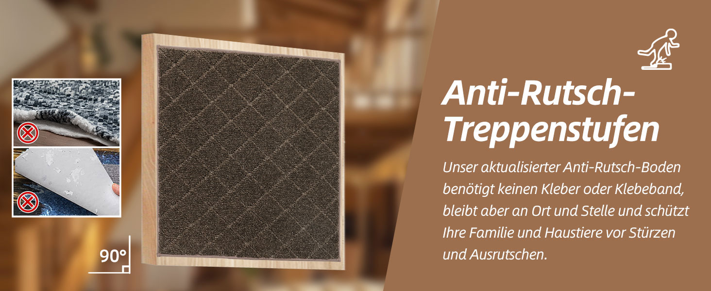 Ковзаючі сходи COSY HOMEER, 15 шт., 70 x 22 см, антиковзкі, самоклеючі, машинне прання, 100% поліестер, TPE-підкладка, для дітей, літніх людей та домашніх тварин, сірий та білий