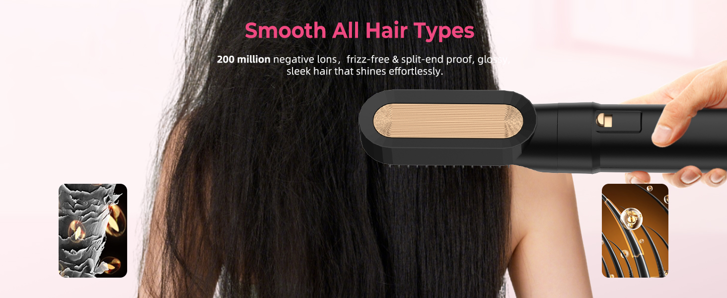 Набір для укладки волосся Atopskins Pro Airstyler 6 в 1: фен-щітка, плойка, іонізація, 1000W, чорний