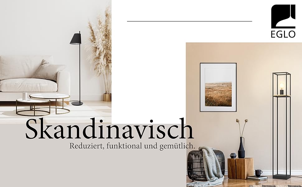 Торшер EGLO Basildon 1: дерев'яний торшер з абажуром, з вимикачем, E27, для вітальні, спальні, чорний, натуральний колір