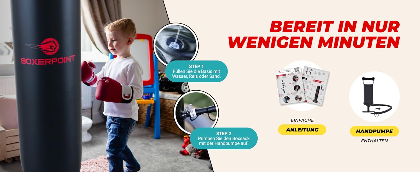 Надувний боксерський мішок Boxerpoint для дітей 160 см - чорний, для боксу, MMA, карате (3-8 років)