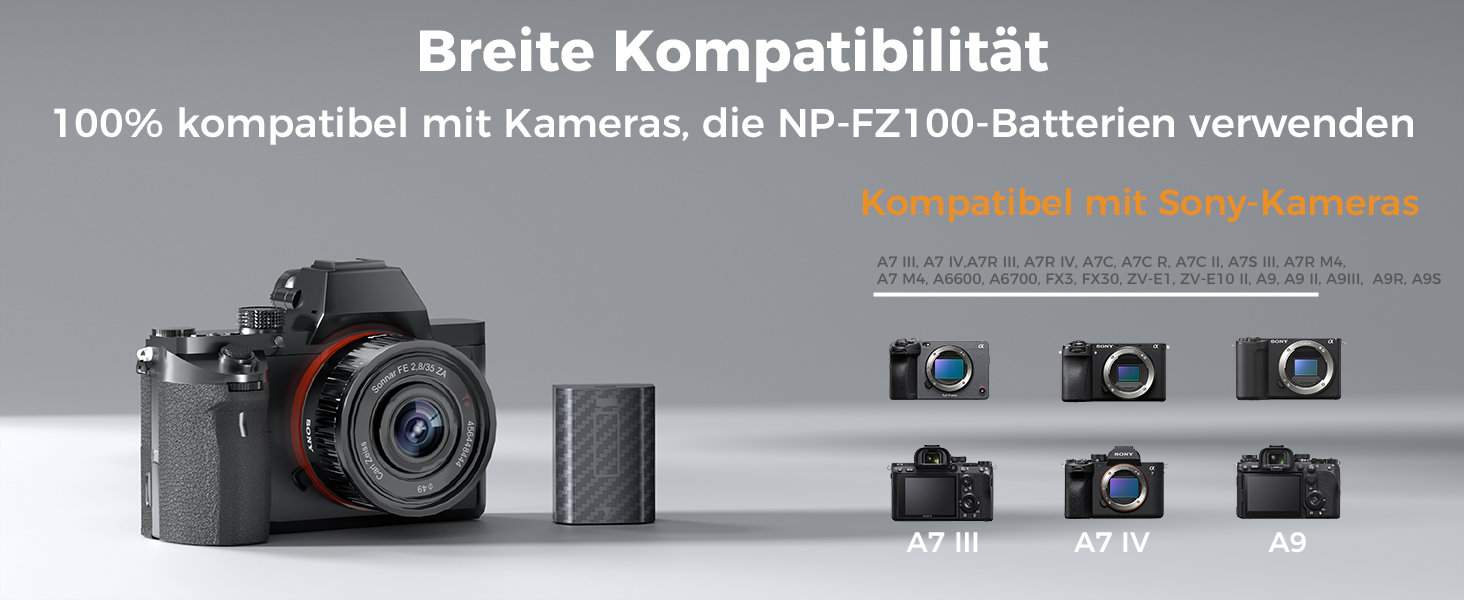 Акумулятор BTECH NP-FZ100 2600mAh (2 шт.) з USB-зарядним пристроєм для камер Sony з акумулятором NP-FZ100