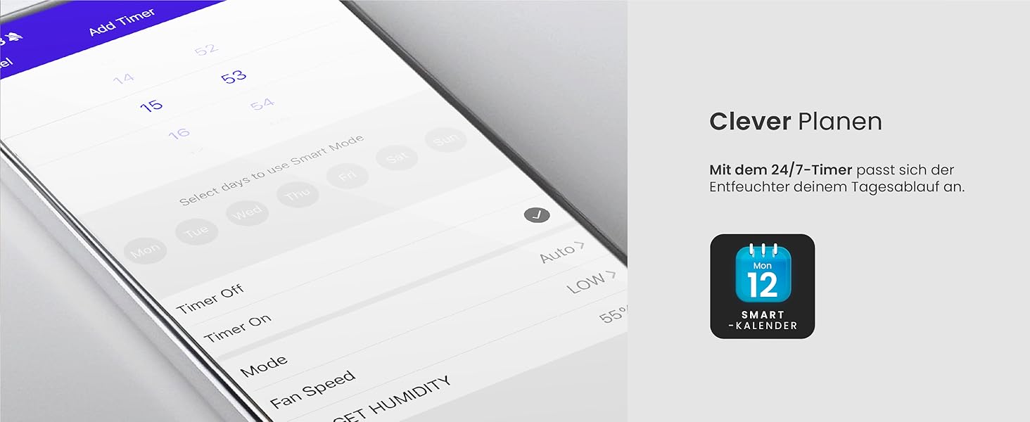 Електричний осушувач повітря ProBreeze 12L - для дому, 20 м², з таймером та датчиком вологості