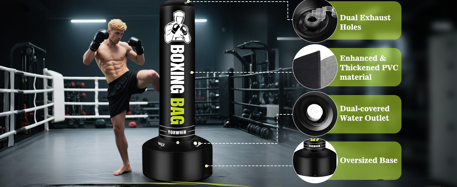 Надувний боксерський мішок для дорослих, стоячий боксерський мішок, самостійний мішок для кікбоксингу, обладнання для тренувань MMA, Муай Тай, фітнесу (стиль Power Punch A)