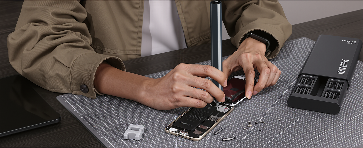 Набір прецизійних викруток KATERK 64 шт. з LED-підсвічуванням та магнітною основою для ремонту електроніки, телефонів, камер та годинників