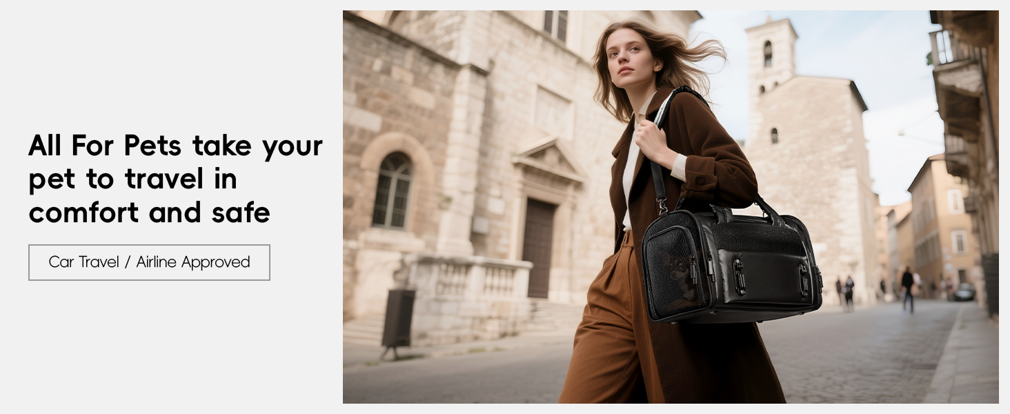 Транспортна переноска для собак та котів, чорна, M - складана переноска для подорожей літаком, авто та потягом