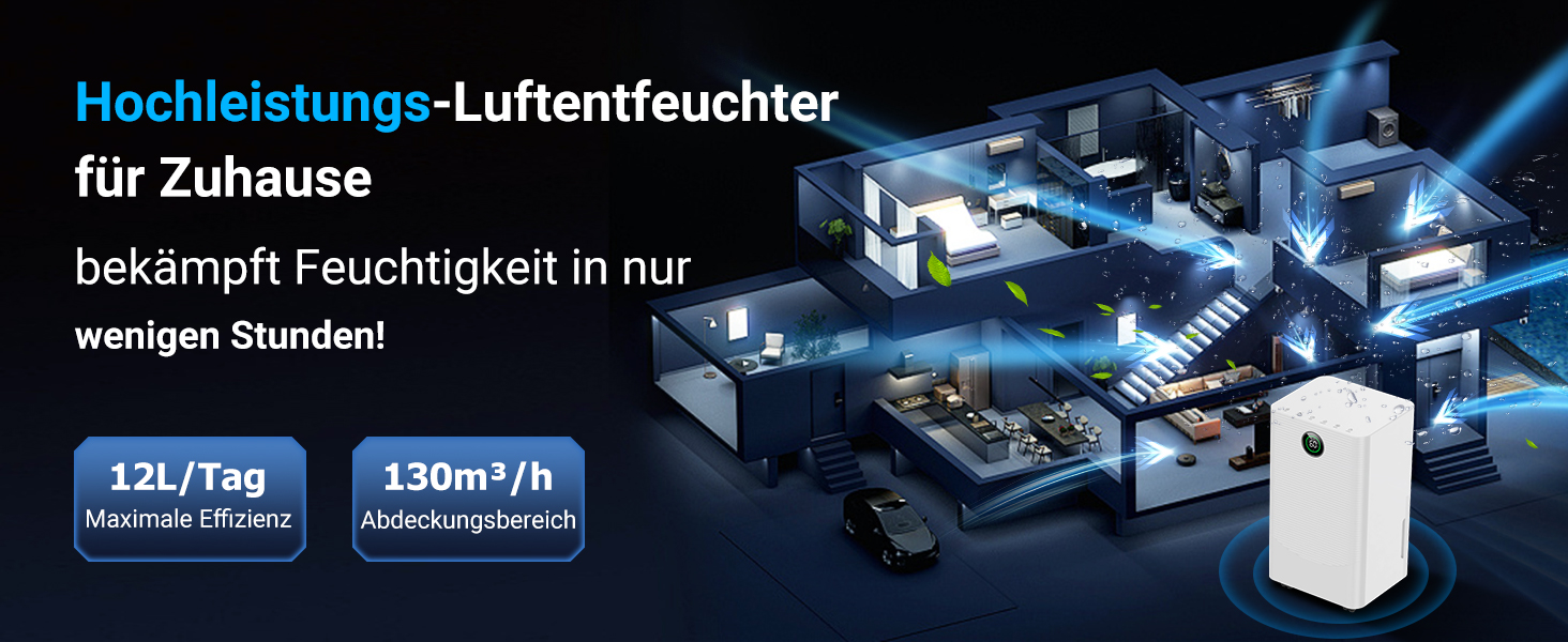 Електричний осушувач повітря 20л/день з датчиком вологості та LED дисплеєм, таймером, 3 режими, для спальні, офісу, підвалу, безперервна подача, білий