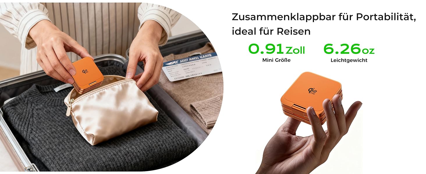 Зарядний пристрій 3-в-1 LULULOOK Ultra Kompakt Qi2.2 25W, MagSafe для iPhone 17/16, Apple Watch, AirPods, GaN 45W, помаранчевий