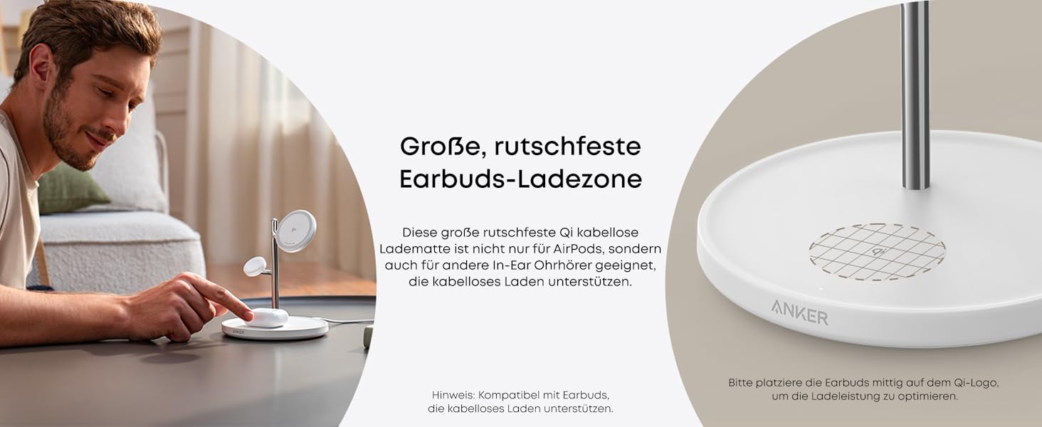 Anker MagGo Зарядна станція 3-в-1 бездротова, 15W, MagSafe, Qi2, для iPhone 16/15/14/13, AirPods Pro, Apple Watch Ultra (з USB-C адаптером та кабелем)